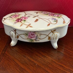 Vintage Arnant Japan Floral Porcelain Jewelry Box